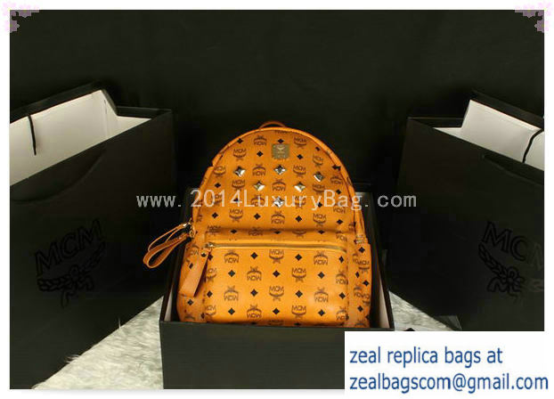 High Quality Replica MCM Stark Backpack Jumbo in Calf Leather 8006 Camel - Click Image to Close